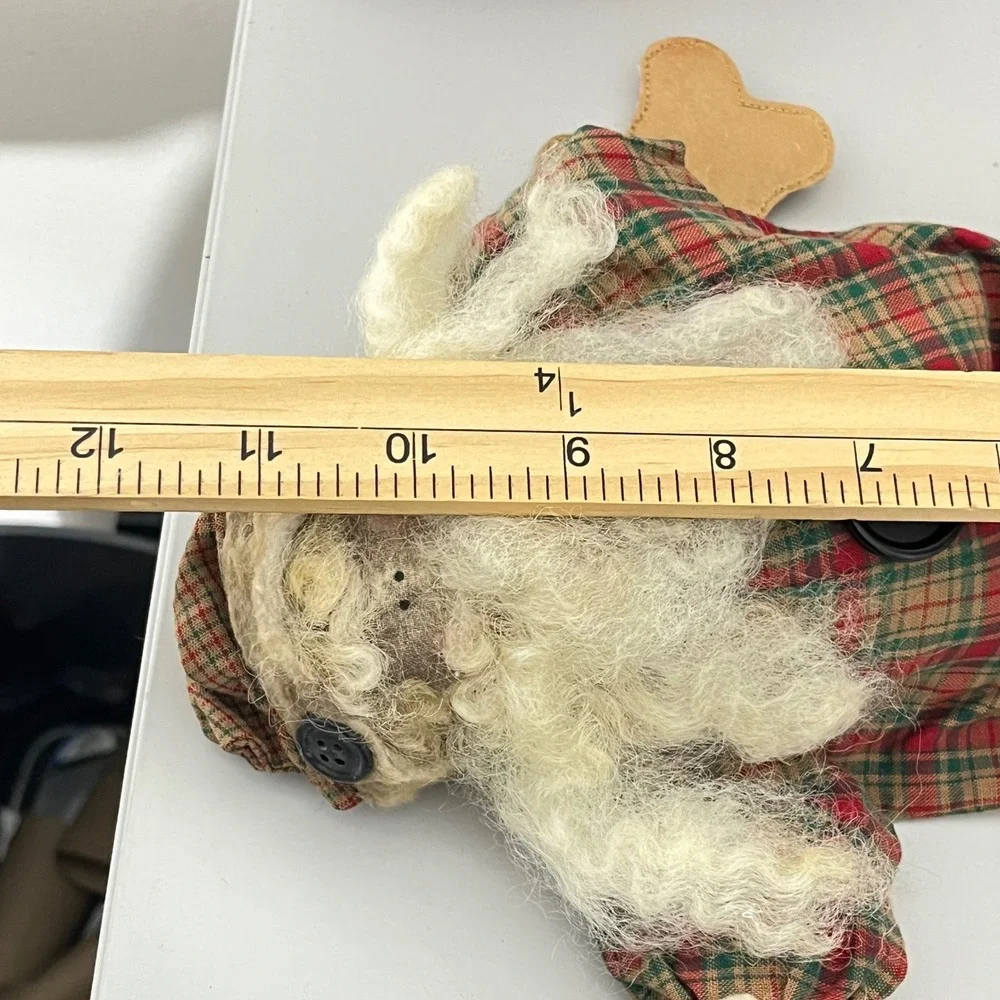 Vintage Santa Doll & Pillow Set Unisex OS Red Green Plaid Primitive Folk Art